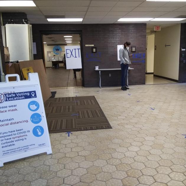 Empty building with Voting Rules sign