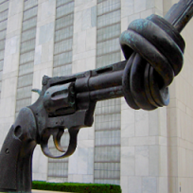  Statue of large gun with a knot at the end so a bullet couldn't come out