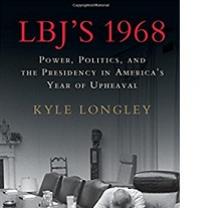 Black and white book cover with the words LBJ's 1968