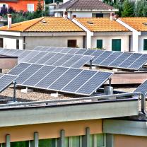 Solar panels on rooftops