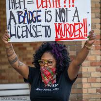 Woman protesting police violence