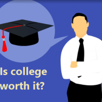 Is college worth it with man and graduation hat